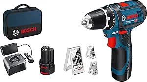 Bosch Professional 12V System perceuse-visseuse sans-fil GSR 12V-15 (avec 2 batteries 2,0 Ah + chargeur, set d'accessoires 39 pièces, dans sac) - Set exclusif Amazon, Bleu