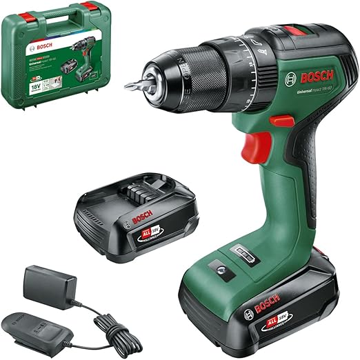 Bosch Home and Garden UniversalImpact 18V-60 Perceuse-visseuse à percussion sans fil avec 2 batteries et système 18 V