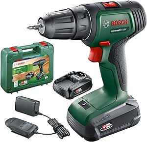 Bosch Home and Garden perceuse-visseuse sans fil UniversalDrill 18V (2 batteries, système 18 V, livré avec deux embouts de vissage et coffret)