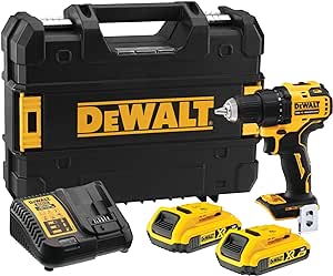 DEWALT - Perceuse visseuse compact brushless XR 18V - perceuse sans fil avec coffret TSTAK, éclairage LED, 2 batteries et chargeur - 2 vitesses (0-450/1650 tr/min) - 340W - DCD708D2T-QW