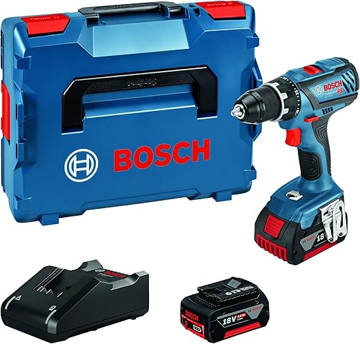 Bosch Professional 18V System perceuse-visseuse sans-fil GSR 18V-28 (couple maxi (tendre/dur)) : 28/63 Nm, avec 2 batteries 4,0 Ah, chargeur GAL 18 V-40, L-BOXX)